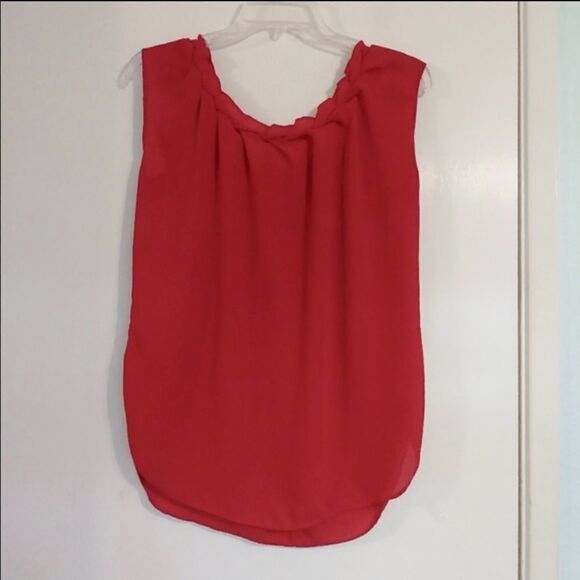 Philosophy Bright Red Braided Sleeveless Blouse - Picture 2 of 4